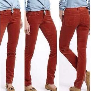 AG Adriano Goldschmied Stevie Corduroy Slim Straight Rust Cords Skinny Jeans